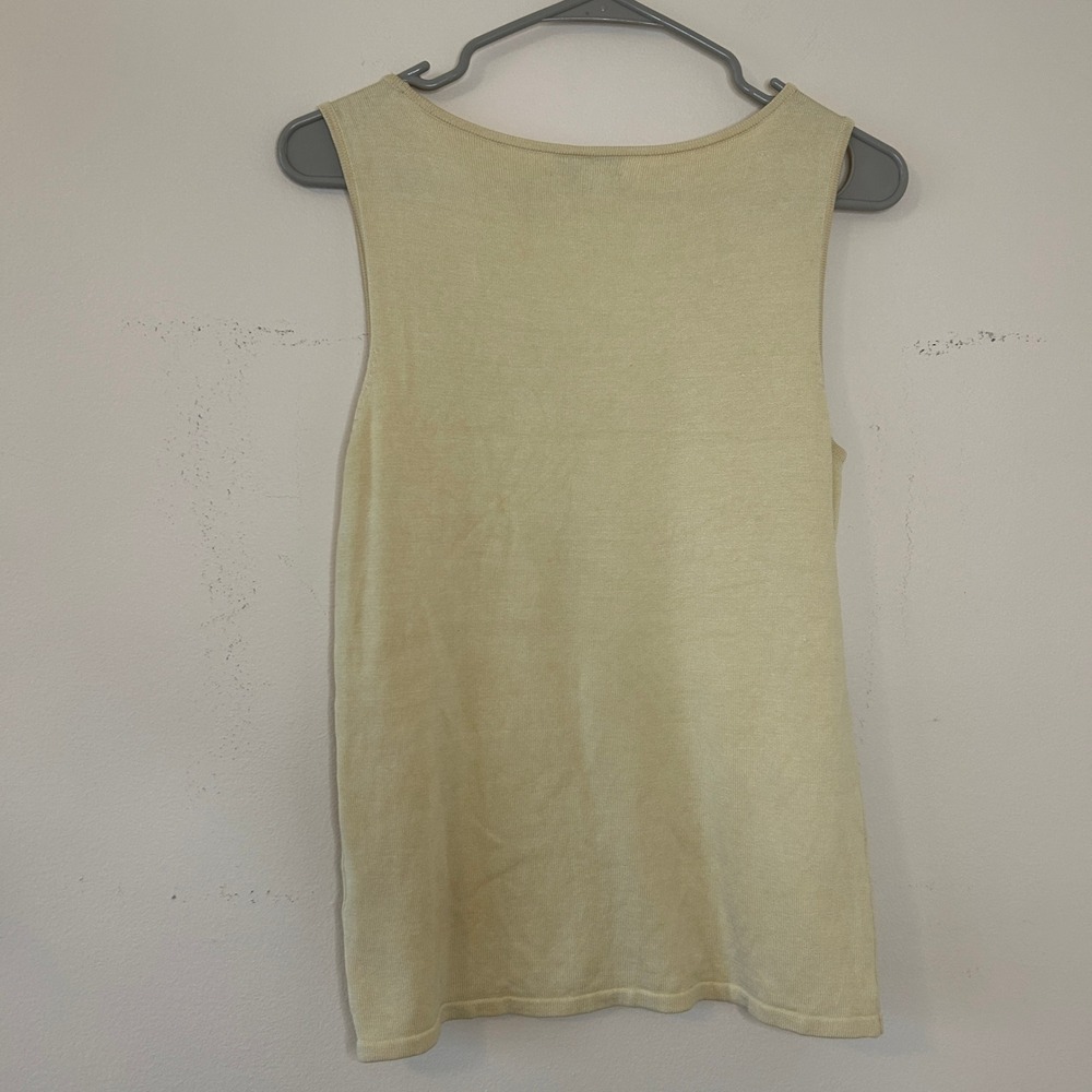 Tahari Arthur S. Levine Butter Yellow Silk Cotton Blend Knit Tank Top Size 6 - Picture 6 of 9